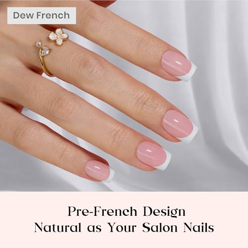 Image of Beetles Pink French Tips Press On Nails- Short Square 150 Pcs | 15 Sizes Fake Nail Tips, Acrylic Nail Natural Salon Quality False Nails Art DIY Gifts for Women, Easy-to-Apply for Beginners