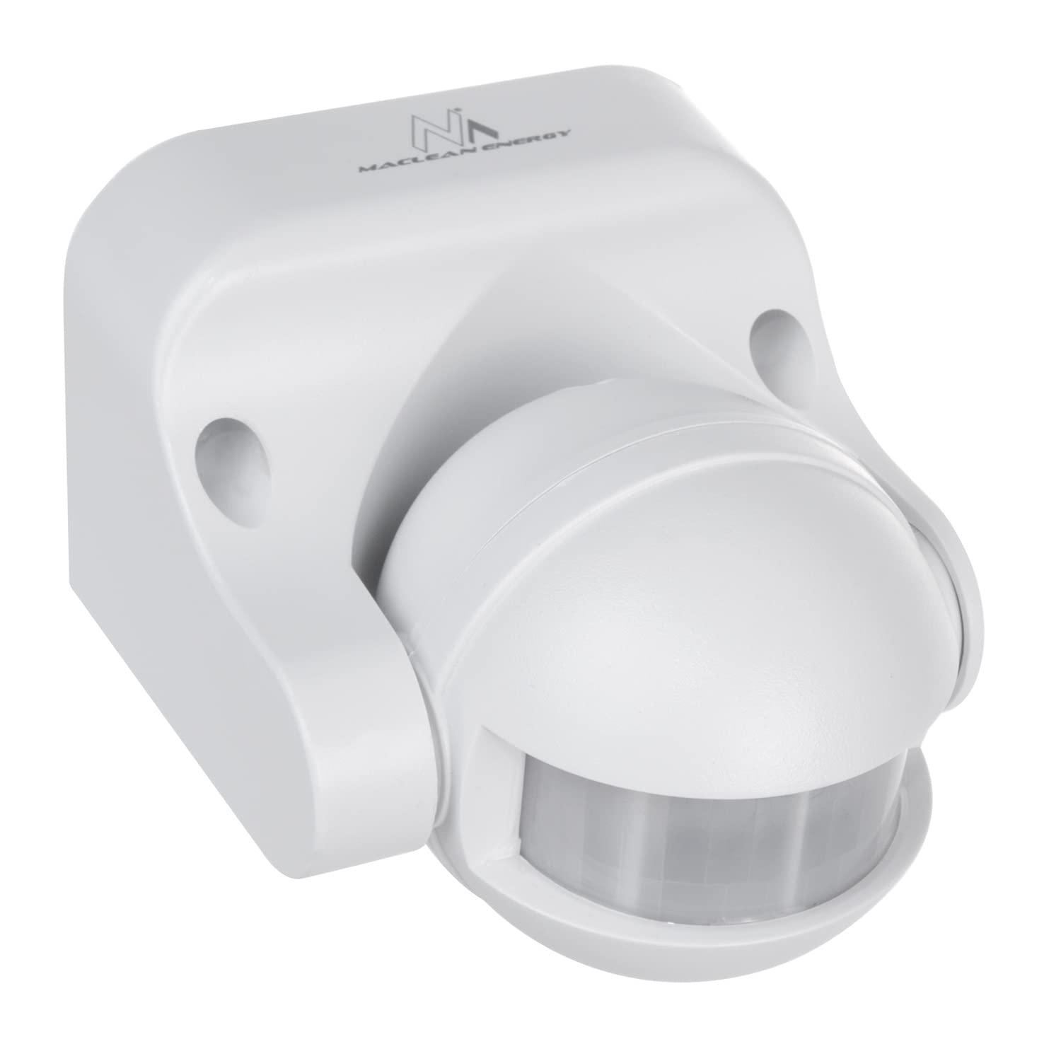 Maclean MCE358 W Occupancy PIR Motion Sensor Dusk-to-Dawn Infrared Detector IP44, Range 12m, Angle 180°, max load 800 / 1200W (White)