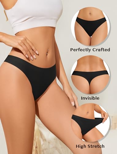 ANSUKOO Seamless Thongs for Women Underwear 6Pack,No Show Ladies Workout Thong,No Line Breathable Comfortable Sport Panties2