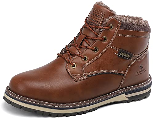ASTERO Bottes de Neige Homme Bottines Hiver Chaudes Classiques Fourrure Boots Décontracté Chaussures Outdoor Taille 41-46EU(MARRON, Taille 43) Cover