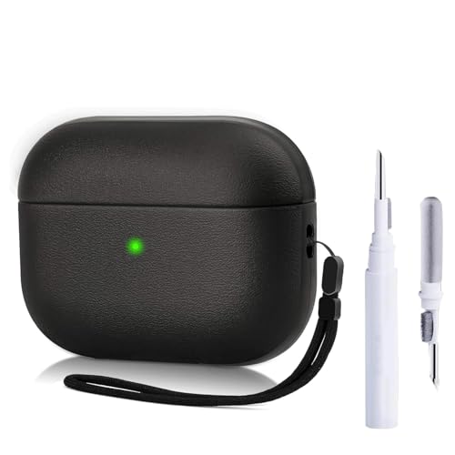 Image of YODI Case Cover for Airpods Pro|Pro 2|Airpods Pro 3|Airpods 4 Pouch, Silicone Cases with Cleaner Kit 360 Drop Protection,Shock-Resistant ((Leather-Black), Airpods Pro 3 (2025))