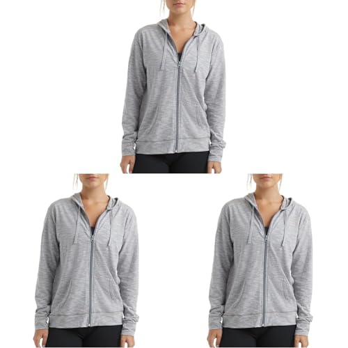 Image of Hanes Women's Lightweight Full Zip Hoodie, Textured Cotton Zip Up, T-Shirt Hoodie