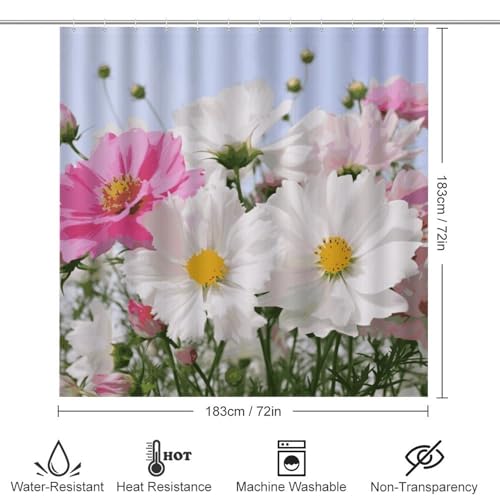 Rideaux de douche fleurs blanches tapis de bain antidérapant et accessoires - 3