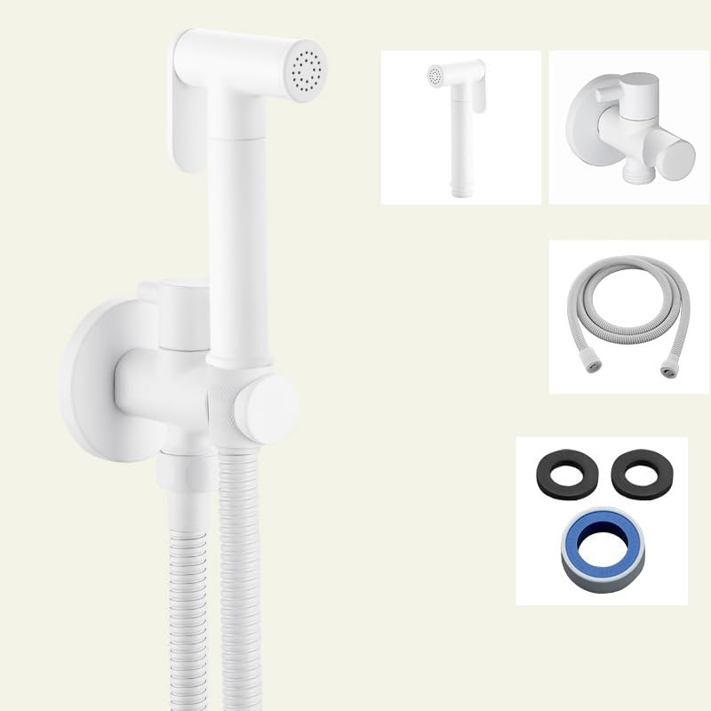 Ducha Higienica Para Wc Blanco Kit Grifo De Bidet Para Ducha Bidet Para Inodoro Pistola Pulverizadora Universal Para Inodoro Blanco tubo De Acero Inoxidable