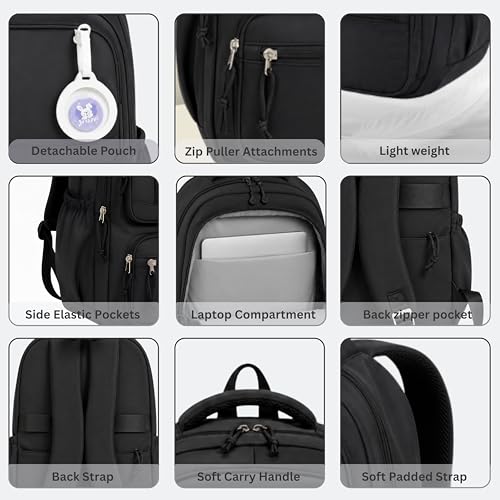 Image of Korean Style School & College Backpack with Detachable Pouch | 18 Inch Large capacity bag for Girls & Boys Age of 12-16 years | Best for School, Tution, Travel, Camping