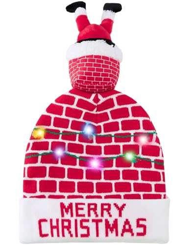 Idgreatim LED Light Up Christmas Sweater Hat for...