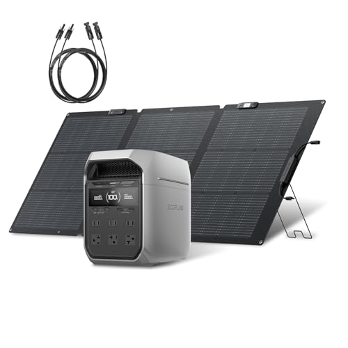 EcoFlow DELTA 3 Plus1024Wh ポータブル電源 と 160WソーラーパネルGEN2 と 3Mソーラーパネル延長コード 3点セット リン酸鉄リチウムイオン 業界最速級の充電速度 56分で100%充電 高出力 AC(定格1500W/サージ