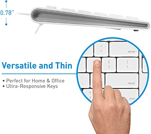 Macally Full-Size USB Wired Keyboard for Mac Mini/Pro, iMac Desktop Computer, MacBook Pro/Air Desktop w/ 16 Compatible Apple Keyboard with Numeric Keypad, Rubber Domed Keycaps - Spill Proof