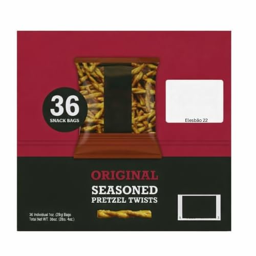 Elesbão 22 Original Seasoned Crunchy Twists, 36 Individual 1oz Snack Bags, Baked Crunchy Snacks, No Artificial Flavors