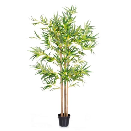 LOLAhome Planta Artificial Bambú para Interior y Exterior | 210 cm | Protección UV Solar, contrapeso de Cemento | Realista y Elegante | para Interior, balcón, terraza | Plantas Exterior