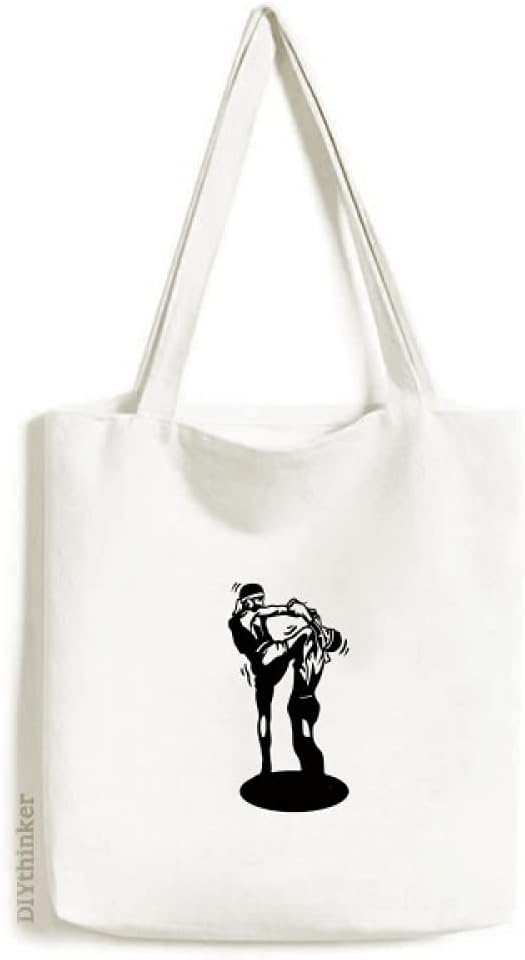 Muay Thai Martial Arts Thai Fitness Tote Canvas Bag Shopping Satchel Casual Handbag