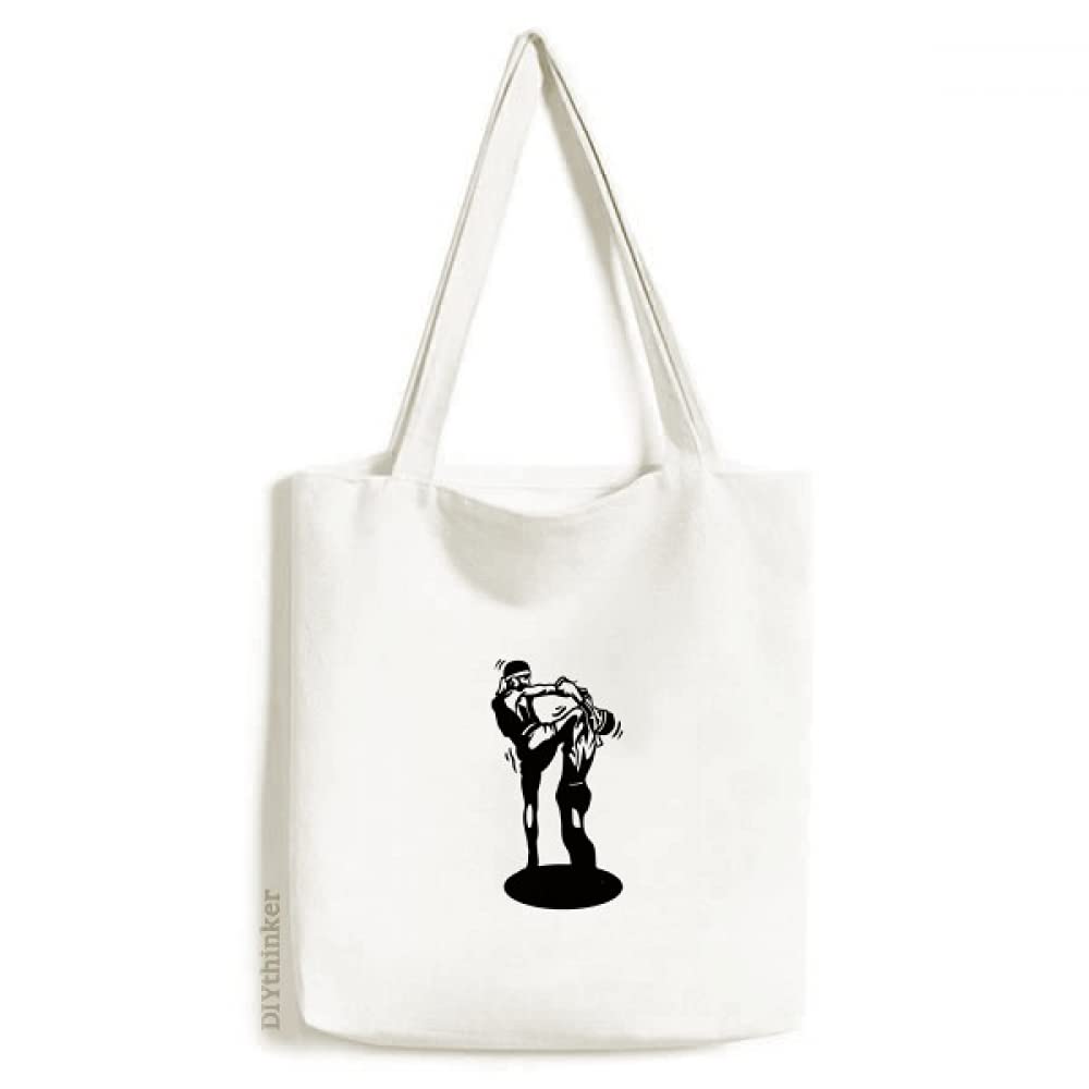 Muay Thai Martial Arts Thai Fitness Tote Canvas Bag Shopping Satchel Casual Handbag