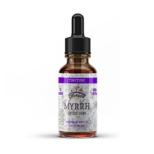 Myrrh Tincture, Myrrh Extract (Commiphora myrrha) for Indigestion, Ulcers, Cough, Colds, Immune Support, Non-GMO in Cold-Pressed Organic Vegetable Glycerin 670 mg, Florida Herbs Supplements 670 mg