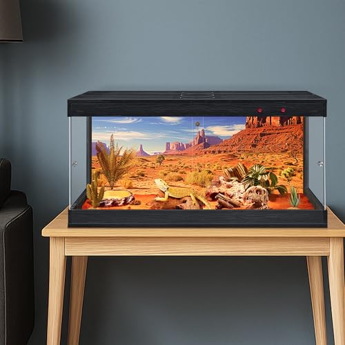 Image of ROYXEN Reptile Enclosure,36 Gallons Reptile Tank with Wooden Top and Lockable Design,Tempered Glass Bearded Dragon Tank for Lizard Gecko Habitat (Black,32 inch Length)