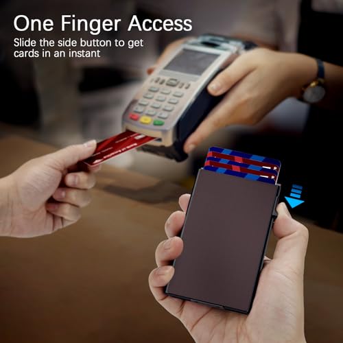 Slim Wallet for Men, Credit Card Holder with Pop Up Card Case, RFID Blocking, Mens Minimalist Wallet with Metal Money Clip | Smart Wallet |Gift Box |Brown3