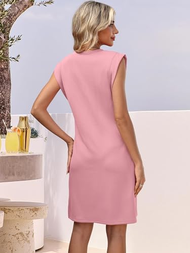Image of ANRABESS V Neck Sleeveless Dress for Women | Mini Split Sundress, Business Casual Beach Vacation, 2026 Summer Outfits with Pockets