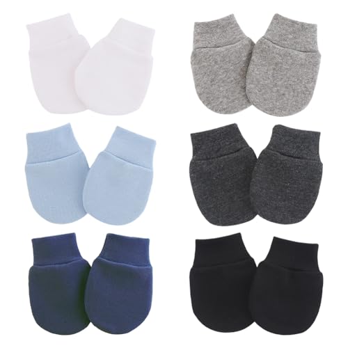 6 Pairs Cotton Newborn Baby Mittens Baby No Scratch Gloves Soft Infant Gloves Breathable Toddler Gloves Preemie Mittens for Girls Boys