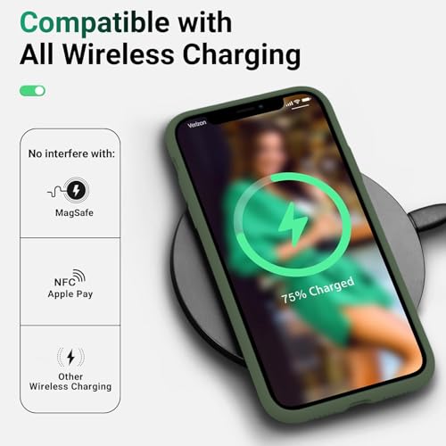 Image of DIZORO Microfiber Candy Case Compatible for iPhone 11 Pro Max 6.5 inch, Shockproof Slim Back Cover Liquid Silicone Case - Pine Green