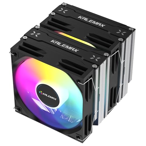 Kalemax CPU Cooler, Dual-Tower, 6×6mm Heat Pipes CPU Cooling, Dual 120mm ARGB PWM Fans, 2000RPM Speed, for AMD AM4/AM5/; Intel LGA 115X/1200/1700/1851, PC Cooler, 265W TDP