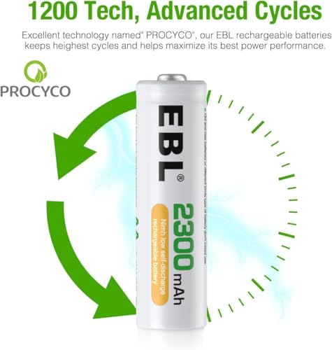 Image of EBL Rechargeable Battery Combo - 4 AA (2300mAh) + 4 AAA (800mAh) Ni-MH Batteries | High Capacity, Long-Lasting Power for Everyday Devices
