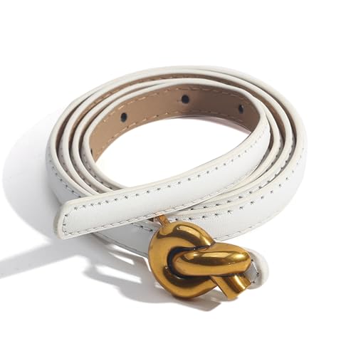 Women Casual Leather Thin Belt Retro Waist Belt with Pin Buckle for Jeans Pants Skirt Dresses(White)3