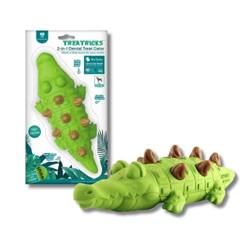 【犬用デンタルトイ&おやつ】トリートリック TREATRICKS 2in1 スパイクゲーター チキン味|NATURA NOURISH おもちゃ+おやつ 歯磨き ストレス解消 グレインフリー無添加 中型犬 小型犬 大型犬対応 デンタルトリーツ ハミガキ ガム