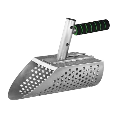 Vlaeng Stainless Steel Sand Scoop-Digging Sand Shovel-Sand Sifter for Beach-Treasure Finds Scoop-Heavy Duty Metal Detector Accessory-Anti-Rust Sand Scooper with Non-Slip Handle for Treasure Hunting Cover