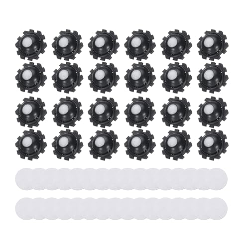 sourcing map 24 Pcs Self Adhesive Mini Caster Wheels 1 Inch, 360° Swivel Wheels Universal Sticky Low Profile Roller, 1 Nylon Rolling Ball for Furniture Storage Bins Small Appliances, Black