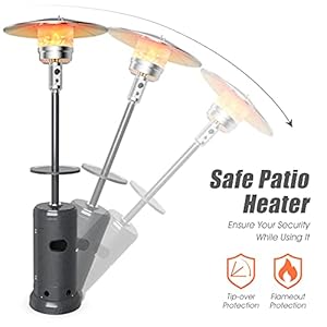 COSTWAY Patio Heater, 50,000 BTU Propane Heater with Drink Shelf Tabletop, Wheels, Simple Ignition System and Base Reservoir, Standing Outdoor Space Heater for Home Residential Commercial (Grey) COSTWAY Patio Heater 50000 BTU Propane Heater with Drink Shelf Tabletop Wheels Simple Ignition System and Base Reservoir Standing Outdoor Space Heater for Home Residential Commercial Grey
