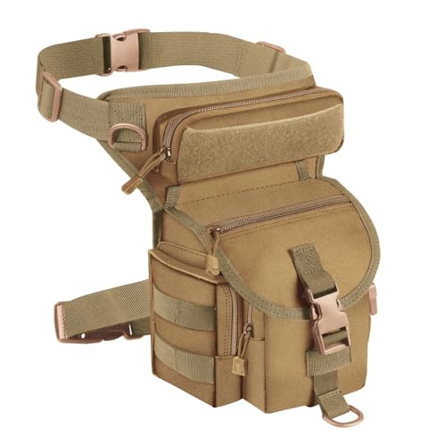 Metal Detecting Waist Bag, Drop Leg Bags, Waterproof Metal Detector Tool Bag, for Outdoor Metal Detector Accessory (Tan)