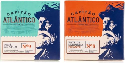 Paté Picante de Sardina & Paté de Atún – Dúo de Patés de Pescado al Estilo Portugués – Pack de 2 x 75 g – Sabrosos patés en conserva para pan, galletas saladas, aperitivos y tapas.