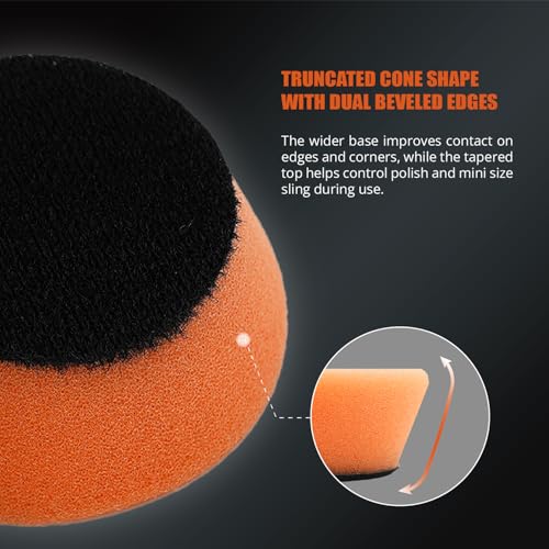 Image of SPTA PRO Orange Heavy-Cut Mini Polishing Foam Pad, 5Pcs 2inch /50mm Sponge Polishing Buffing Pads, Car Foam Detail Polishing Pad Kit for Car Detail Polishing, Small Area Polishing -FF201-5