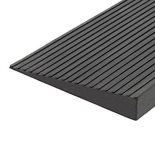 Wiltec Türschwellenrampe 900x80x8 mm für Rollstuhl & Rollator, schwarz, Rollstuhlrampe aus Vollgummi, rutschfeste Oberfläche, Bordsteinrampe kürzbar