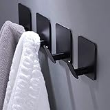ZUNTO Handtuchhalter Schwarz ohne bohren Haken Selbstklebende Handtuchhaken Klebehaken Wandhaken kleben extra stark für küche, bad, 4 Stück