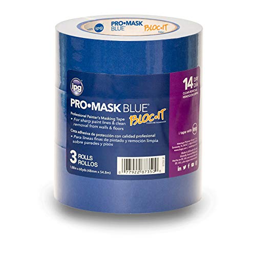 Image of IPG ProMask Blue with BLOC-It, Premium 14-Day Painter's Tape, 1.88 inch x 60 yd, Blue, (3-Pack)