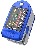 Ossimetro da Dito,Pulsossimetro da Dito Professionale, Sensore Digitale di Ossigeno Nel Sangue e Pulsazioni, con Allarme SPO2, per Uso Domestico, Fitness e Sport Estrem (Blu)