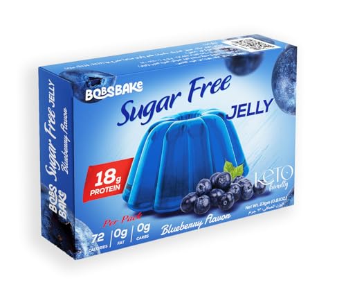 Advanced Sports Nutrition | Bob's Bake Sugar Free Jelly | Keto Friendly | 72 Calories | 18 gm Protein | 0 gm Carbs | 0 gm Fat | Blueberry Flavor | Makes 523 gm Delicious Jelly