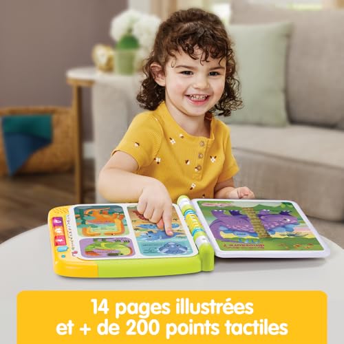 VTech Le Grand Livre Interactif des Dinosaures Imagier Sonore Livre Tactile Enfant Dinosaure Jouet Éducatif 14 Pages Illustrées et Interactives Cadeau Enfant Dès Contenu en Français - vue 4