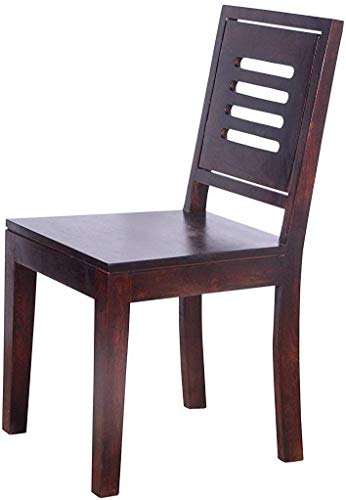 Image of Wooden Solid Sheesham Wood Dining Table 4 Seater | Dining Table Set with 3 Chairs & 1 Bench | Home Dining Room Furniture Teak Wood Dining Table 4 Seater | (Walnut Finish)