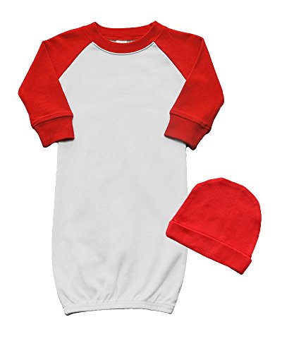 Raglan Baseball Baby Gown and Cap Set