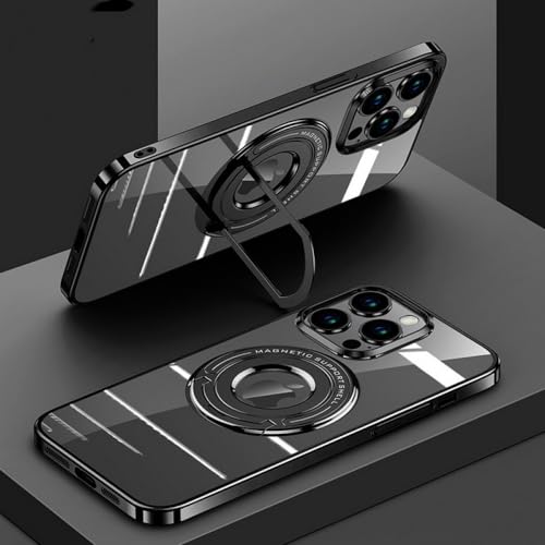 Coque iPhone 14 Pro avec support magnétique LVTFCO et dos transparent rigide
