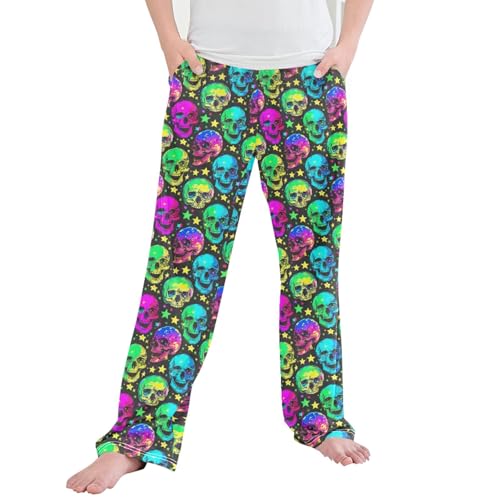 Skull Long Pajama Pants Elastic Waist PJ Bottoms with Pockets S A113327