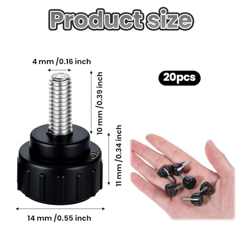 20 Stück Rändelschraube M4 x 10mm Flügelschrauben Rändel Sterngriff Schraube Kohlenstoffstahl Gewindegerändelte Rändelschraube Schwarze Runde Klemmenschraube