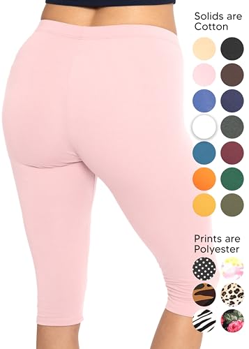 Image of STRETCH IS COMFORT Cotton Capri Leggings, Knee Length Pants, Plus Size | Soft pull-on comfort, lightweight summer feel, ankle option, casual layering, cotton leggings, black capris, under dresses