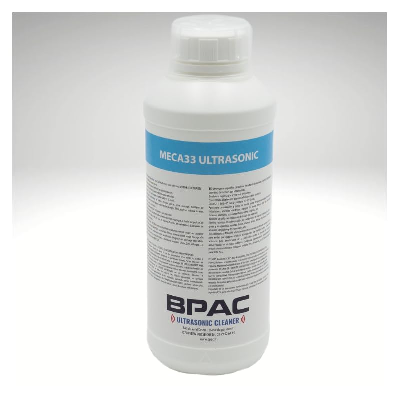 BPAC MECA33 Détergent Mécanique et Industriel - Nettoyant Ultrason Puissant pour Mecanique - Solution Dégraissante Fabriquée en France - 1 Litre - Economique : dilution de 2 à 5%