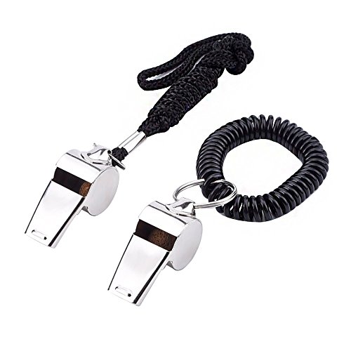 Silbatos deportivos de entrenador EBOOT con pulsera en espiral, pack 2 miniatura 1