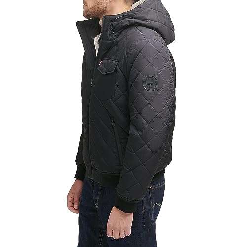 Image of LEVI'S Men's Levi's Men's Diamond Quilted Sherpa Lined Bomber Jacket