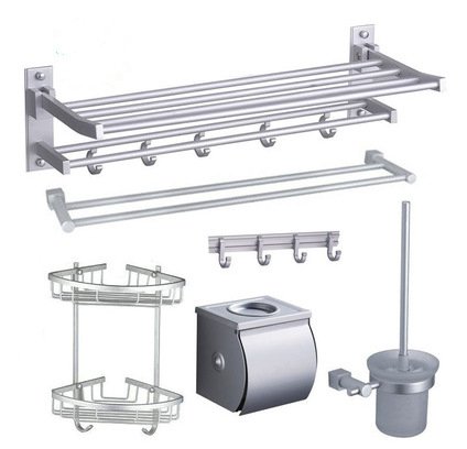 Toallero de baño de pared con juego de 6 piezas de aluminio espacial antioxidante