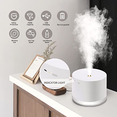 Maypal Humidifiers For Bedroom,Cool Mist Humidifier,780Ml Wireless Quiet Mini Humidifiers With Night Light For Baby Office,Easy To Clean,2 Spray Modes,Waterless Auto Shut-Off #TOP6