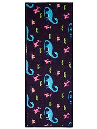 Image of Saral Home Dinasaur Designer PP Yarn Durable & Washable Attractive Kids Runner for Home /Kitchen /Living Area /Lobby with Anti Skid Backing (Blue, 45 Cm X 120 Cm)